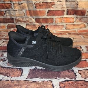 Skechers Black Knit Athletic Shoes